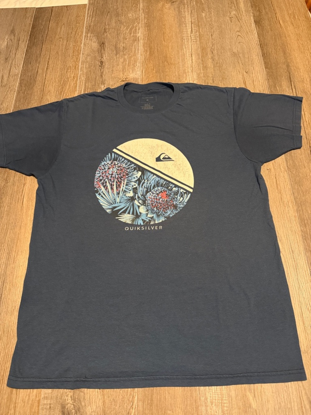 Quiksilver Navy Graphic Floral Circle Tee